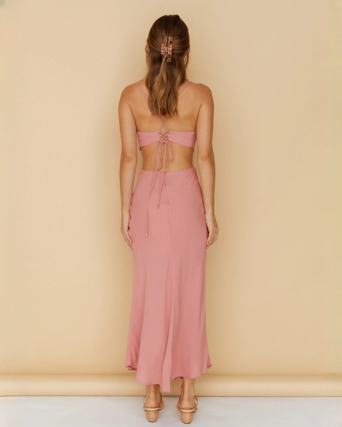 sleeveless satin a-line maxi bridesmaid dress - image 6