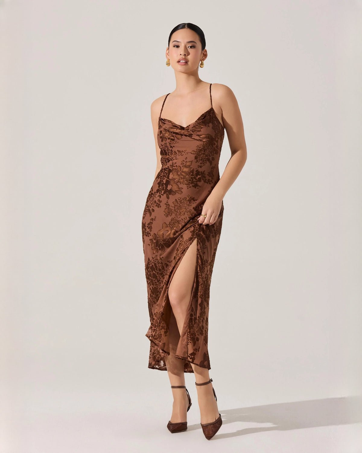 sleeveless mesh a-line midi bridesmaid dress - image 6
