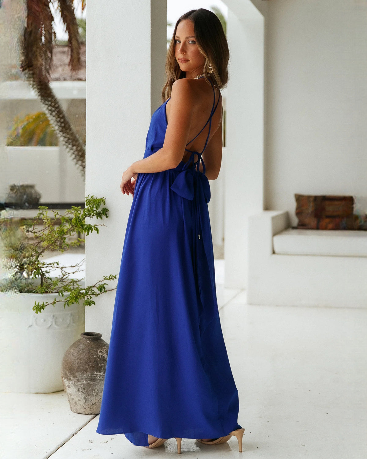 sleeveless chiffon a-line maxi bridesmaid dress - image 6