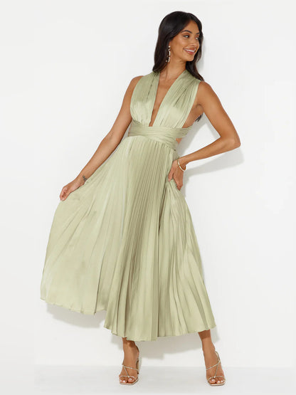 Lime midi formal dress, alternate view showing the hem