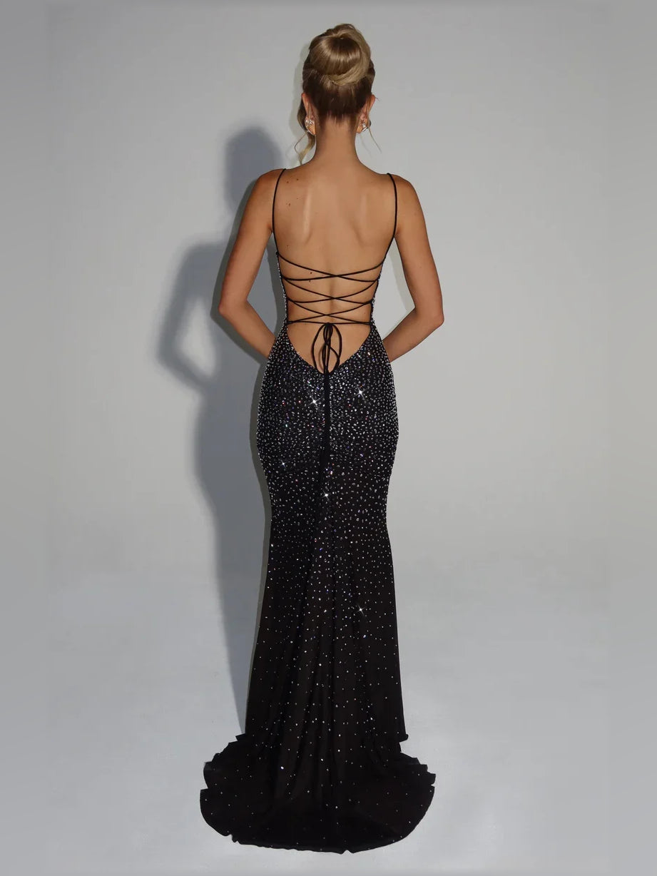 Pearl Pink mermaid floor-length formal dress, alternate view showing the hem
