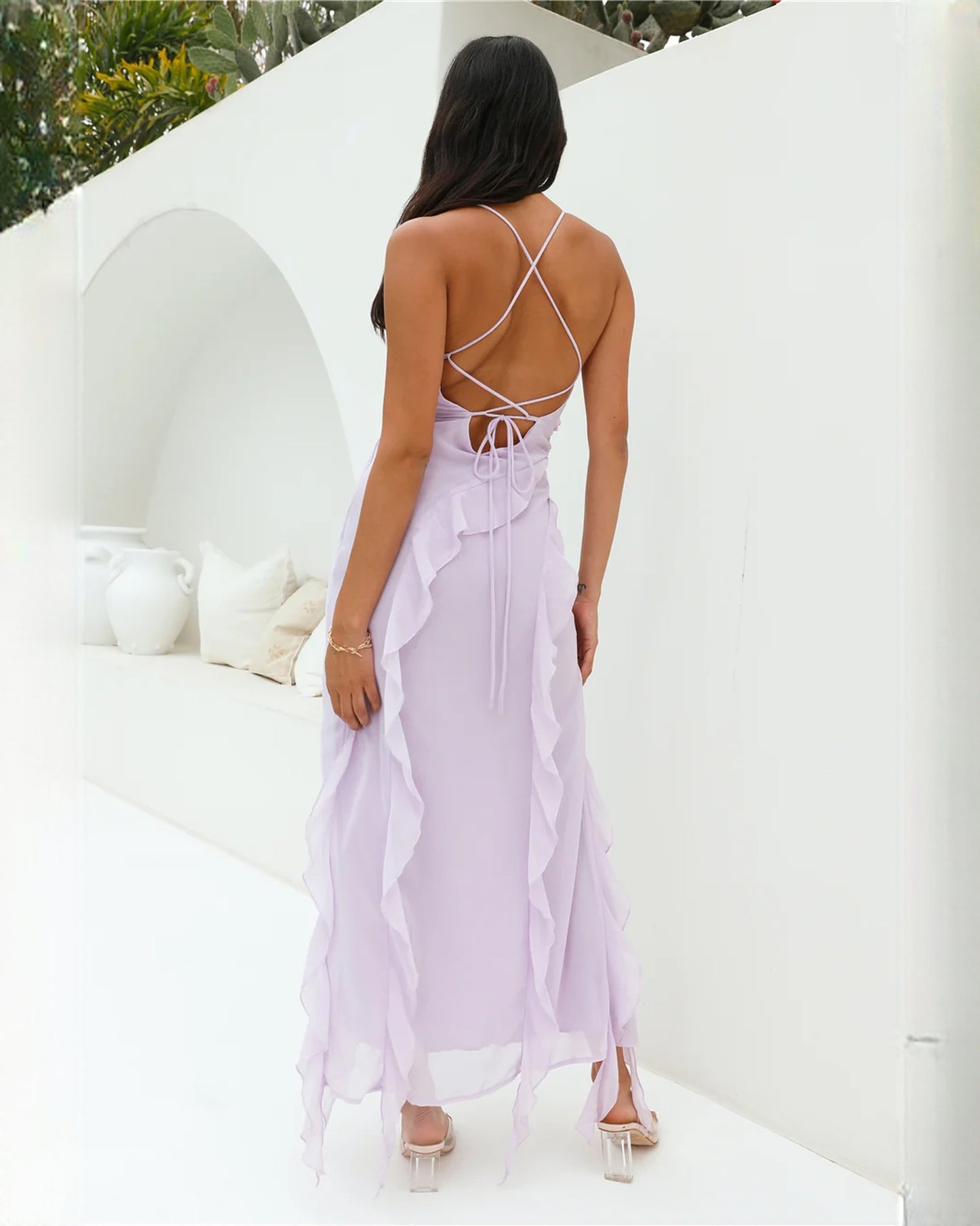 sleeveless chiffon a-line maxi bridesmaid dress - image 6