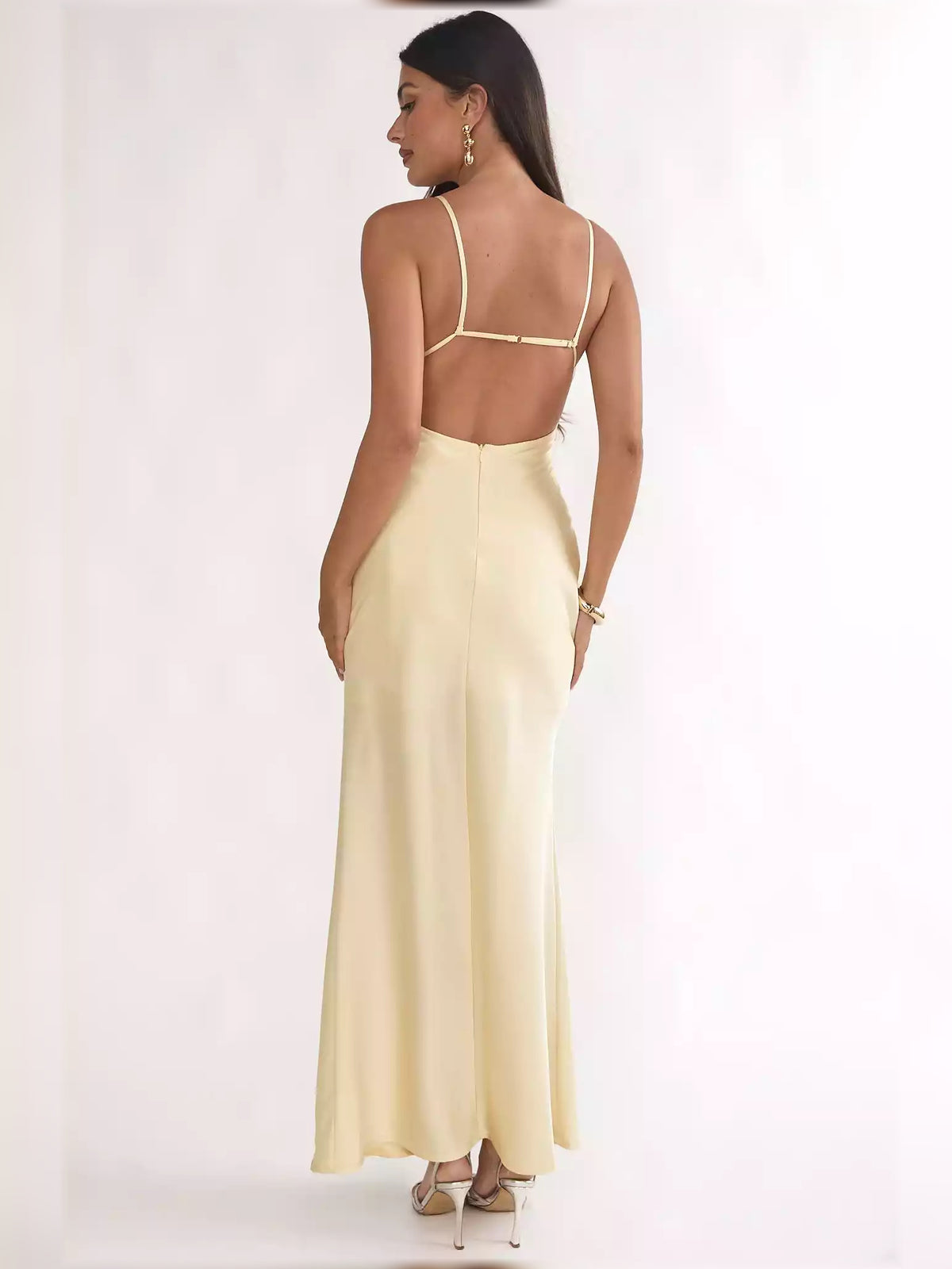 Light Blue sheath floor-length formal dress with sequins, alternate view showing the hem