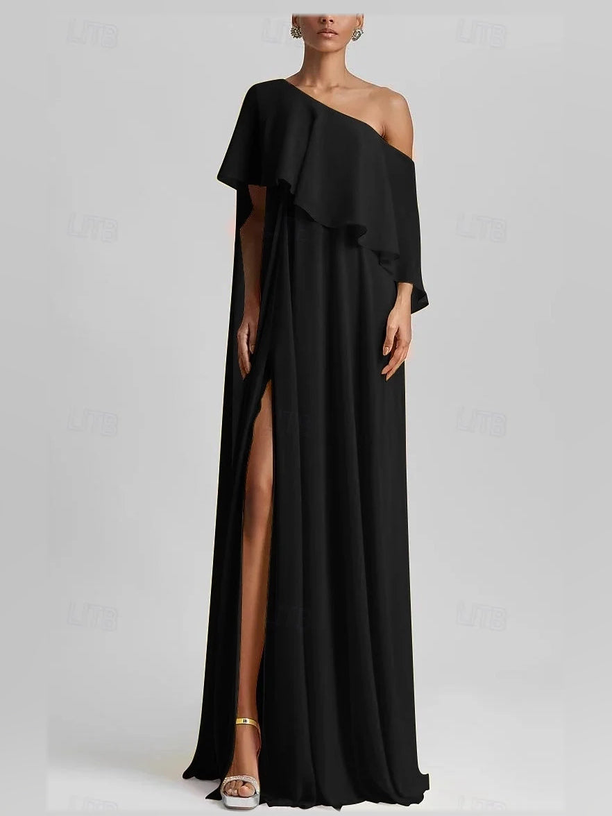 Canary maxi prom dress, alternate view showing the full-length profile