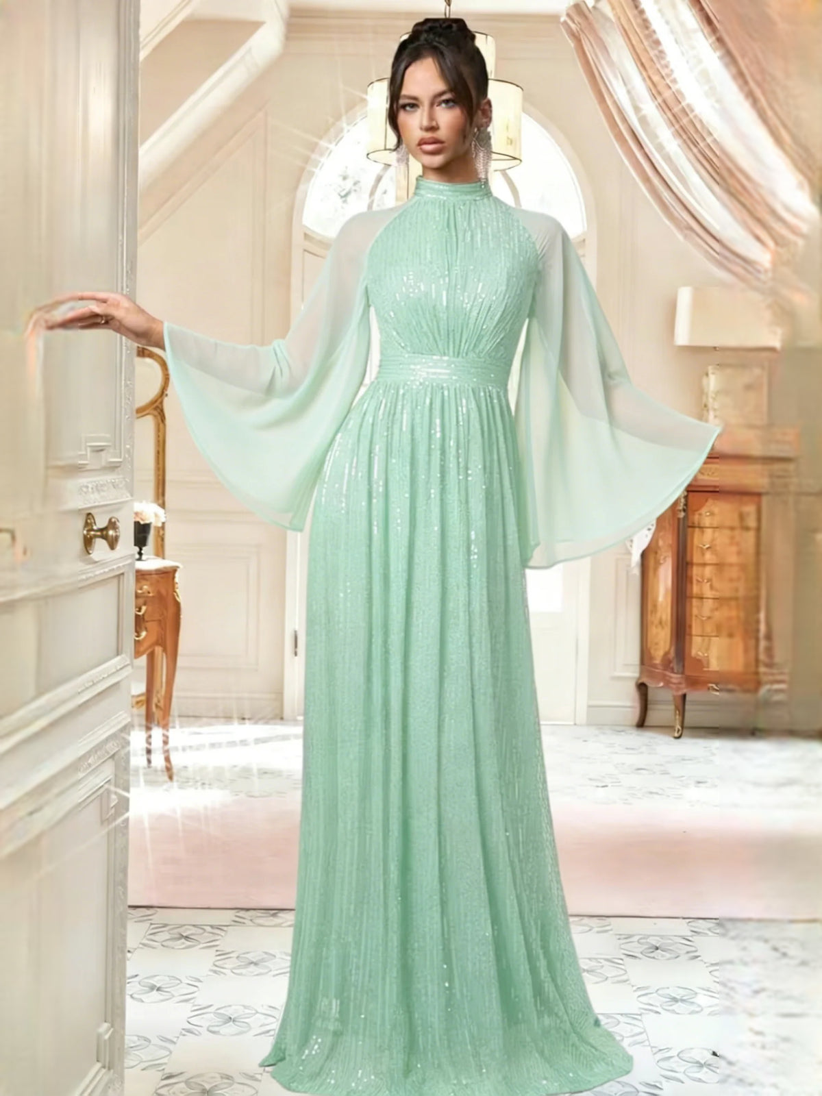 Mint Green floor-length prom dress, alternate view showing the full-length profile