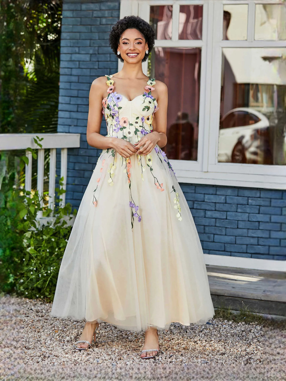 Lilac floor-length prom dress, alternate view showing the full-length profile