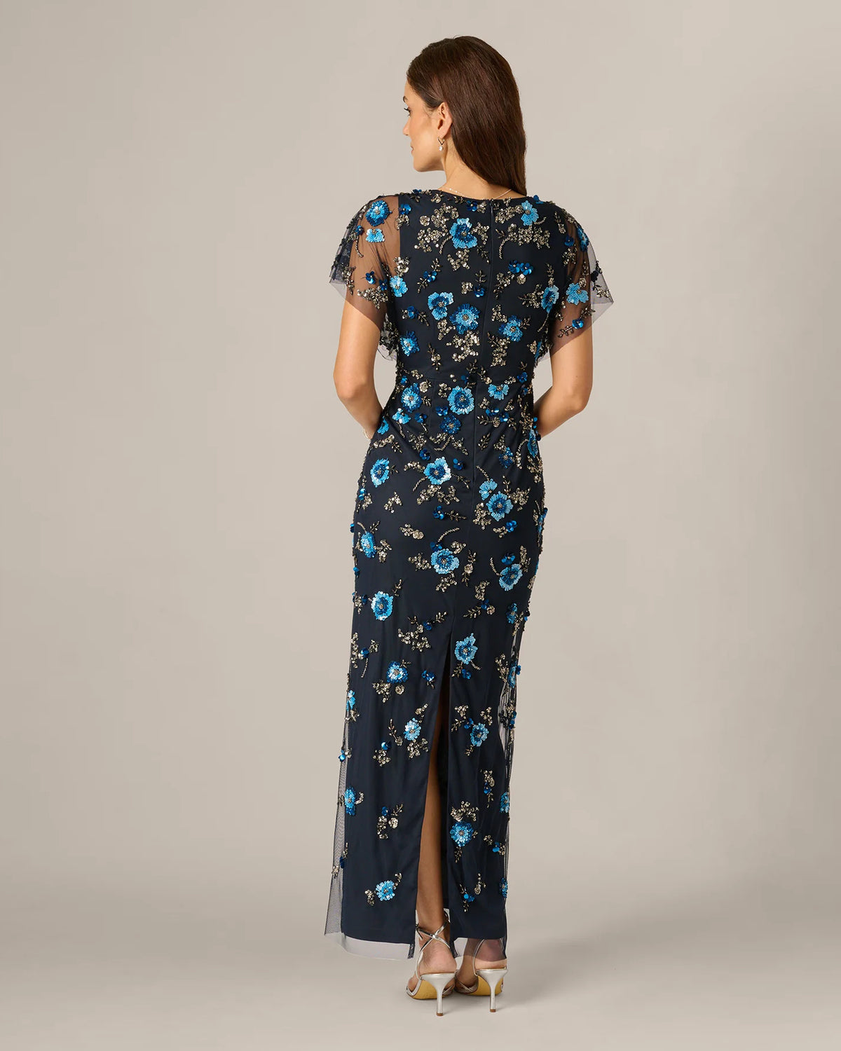 flutter-sleeve sheath maxi mother of the bride dress - image 6