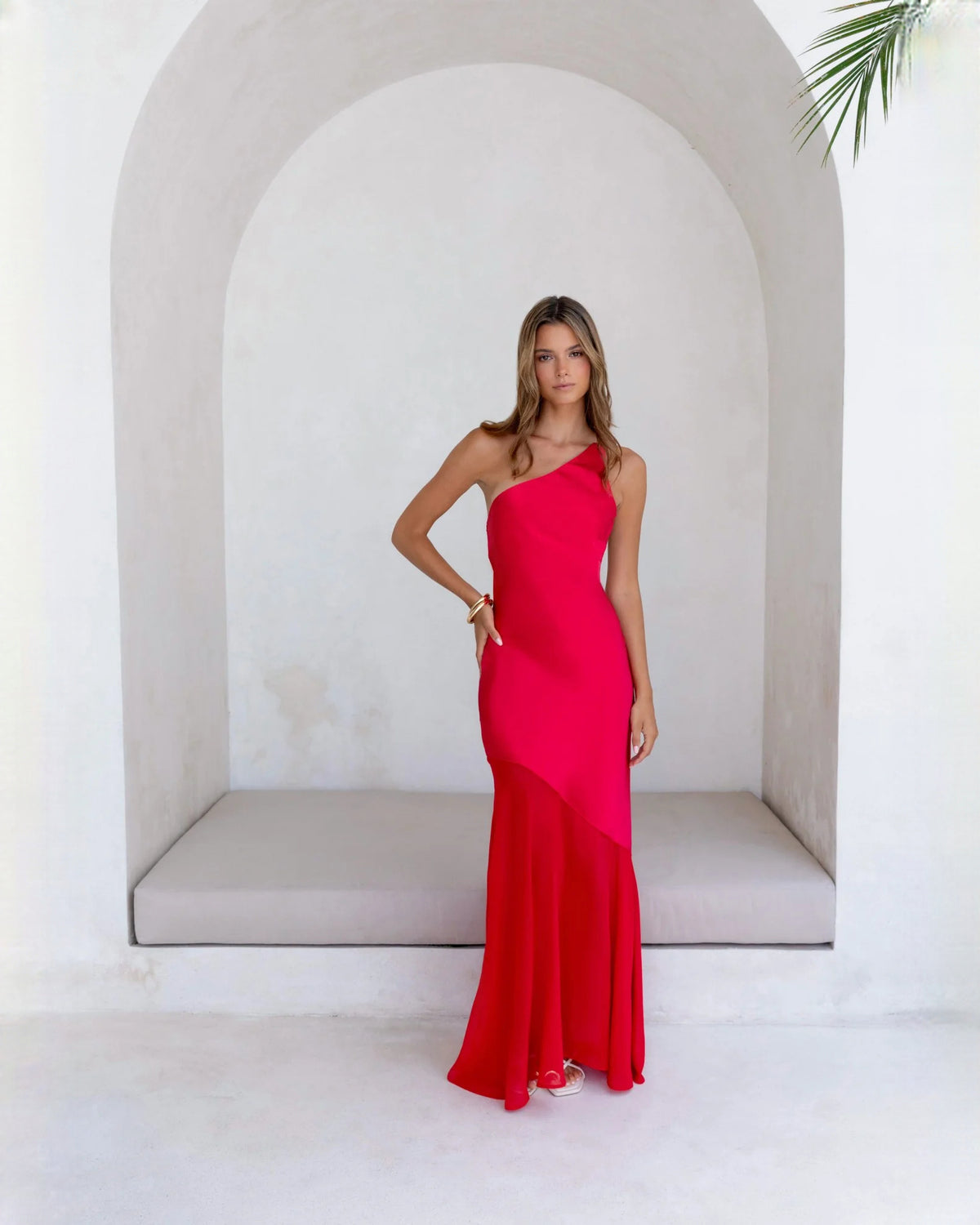 one-shoulder satin a-line maxi bridesmaid dress - image 6
