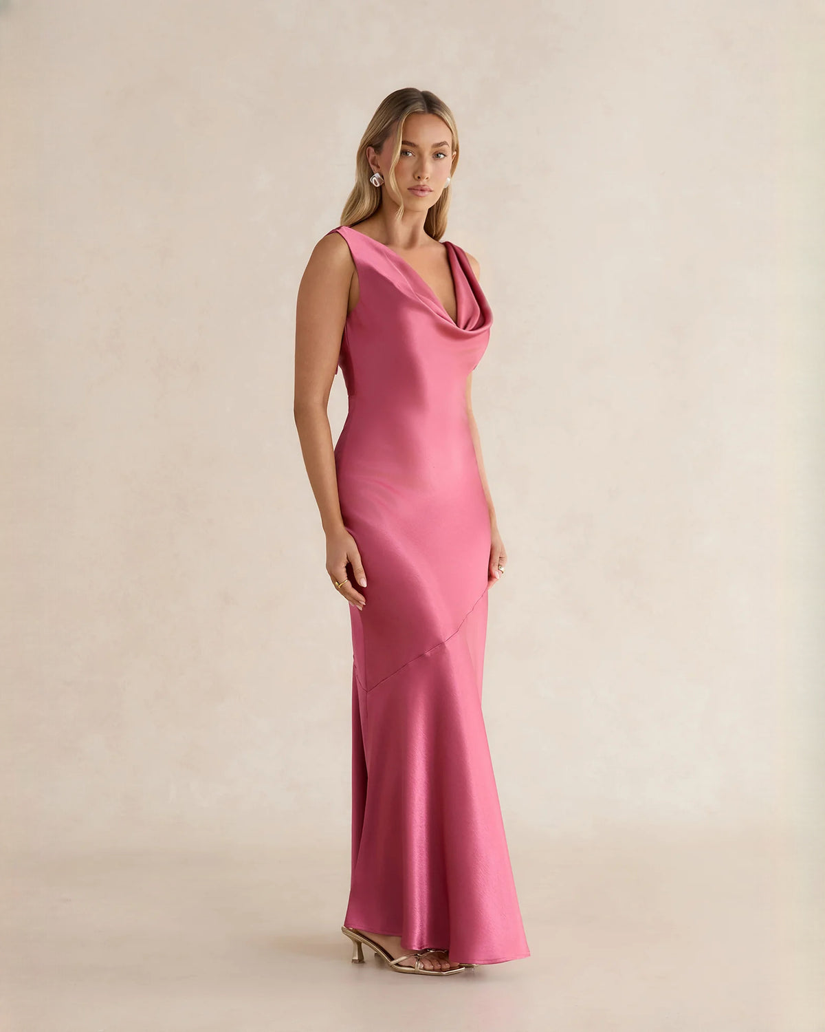 sleeveless satin a-line maxi bridesmaid dress - image 6