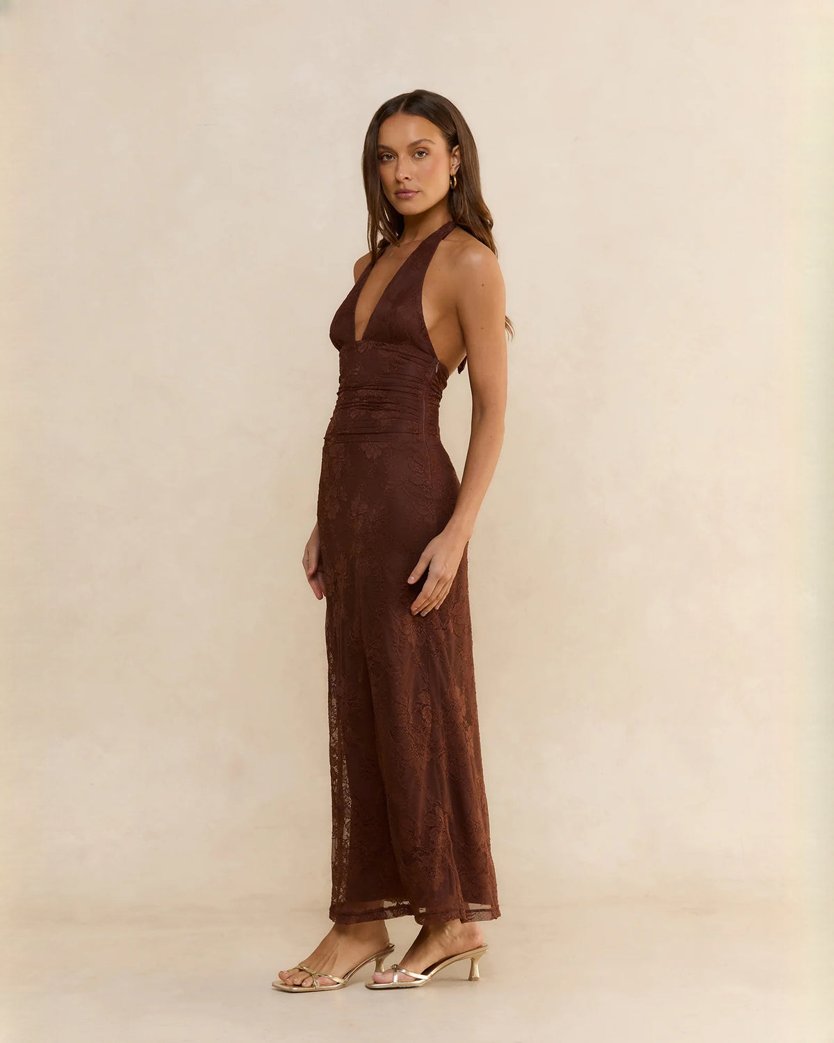 sleeveless mesh a-line maxi bridesmaid dress - image 6