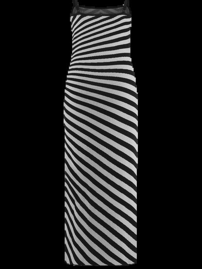 White midi formal dress with printed pattern, alternate view showing the hem