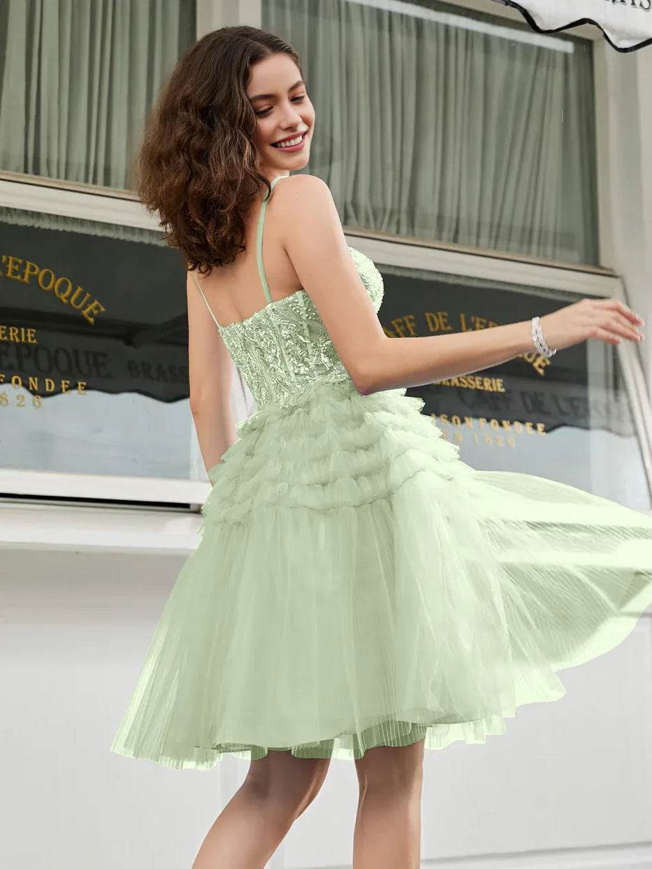 Light Blue mini homecoming dress, alternate view showing the full-length profile