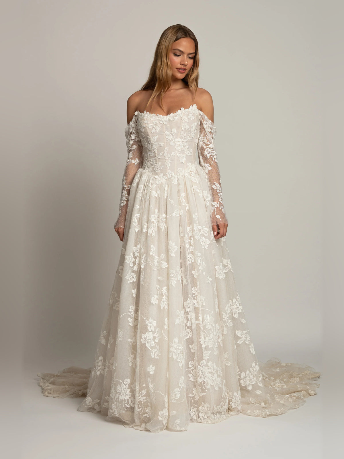 long-sleeve ball-gown floor-length formal dress - image 6