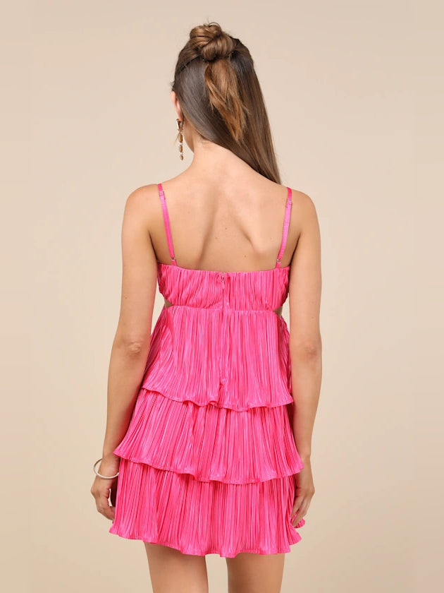 White mini homecoming dress, alternate view showing the full-length profile