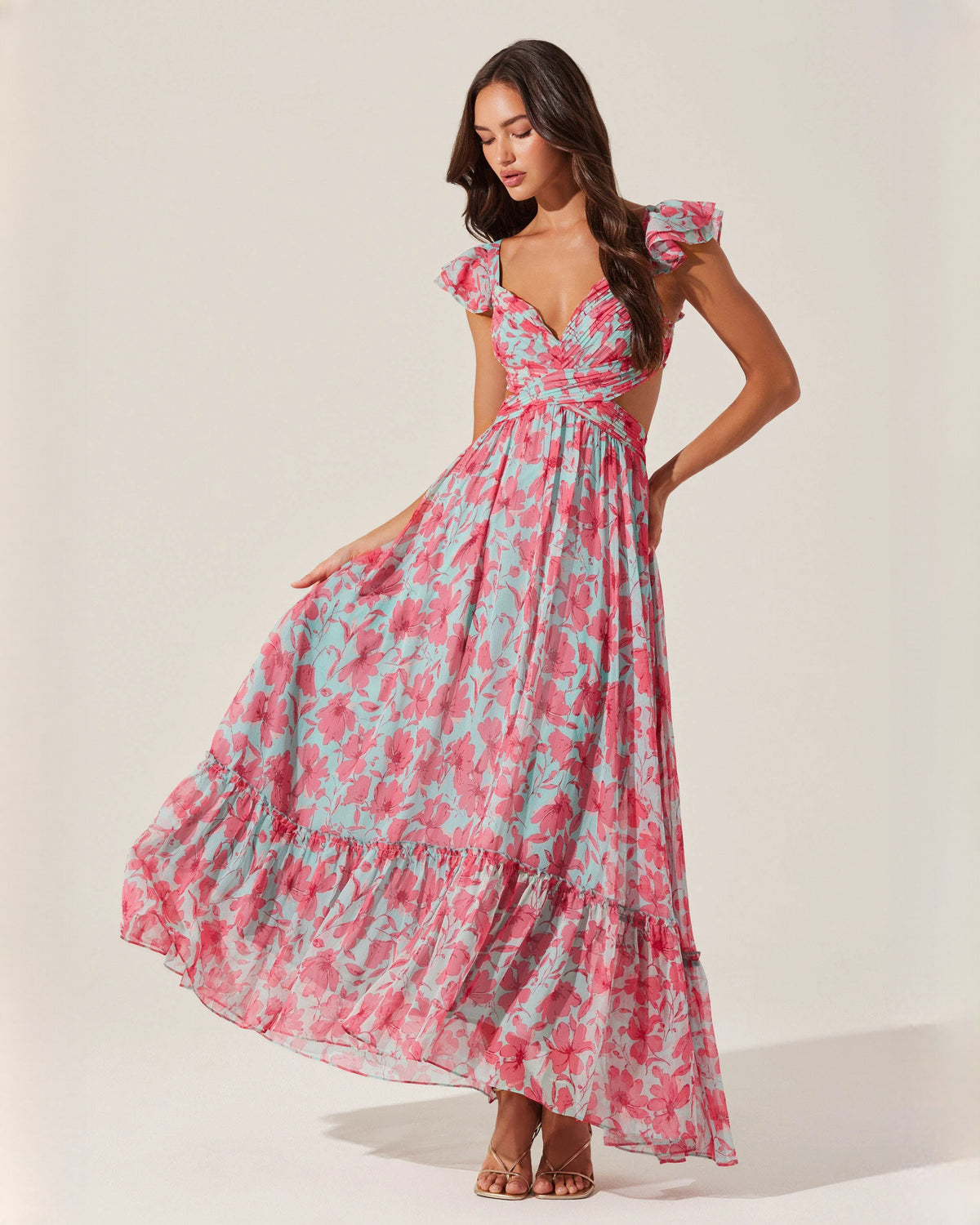 sleeveless chiffon a-line maxi bridesmaid dress - image 6