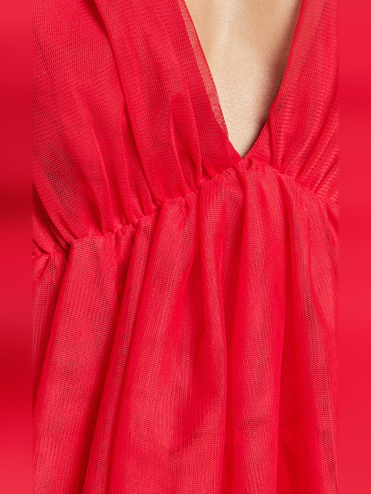 Red mini homecoming dress, alternate view showing the full-length profile