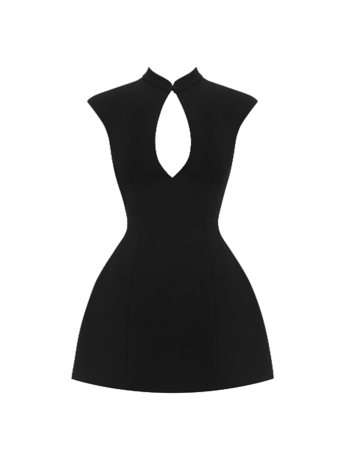 Black mini homecoming dress, alternate view showing the full-length profile