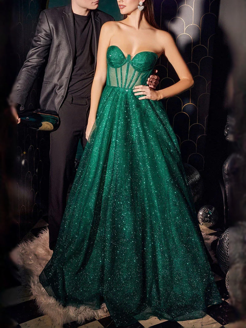 Emerald Green floor-length prom dress, alternate view showing the full-length profile
