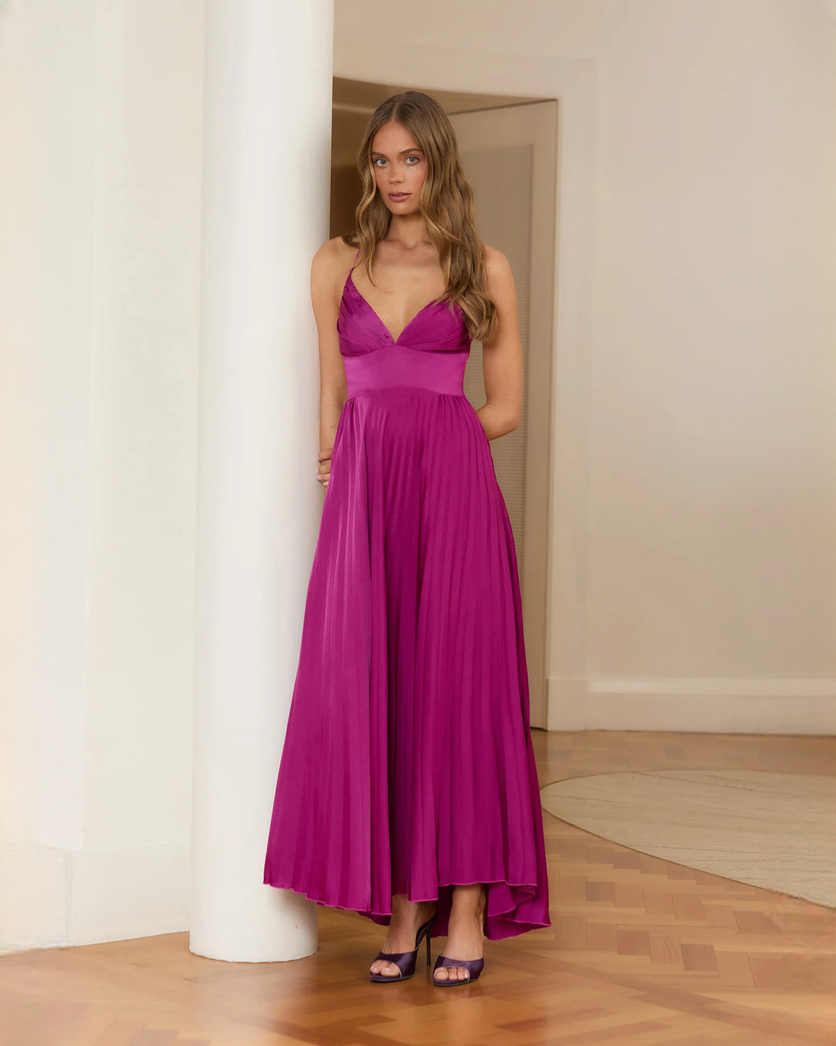 sleeveless chiffon a-line maxi bridesmaid dress - image 6