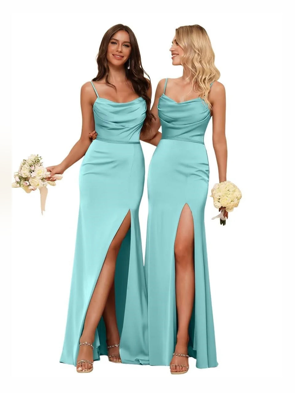 Sky Blue floor-length bridesmaid dress, alternate view showing the full-length profile