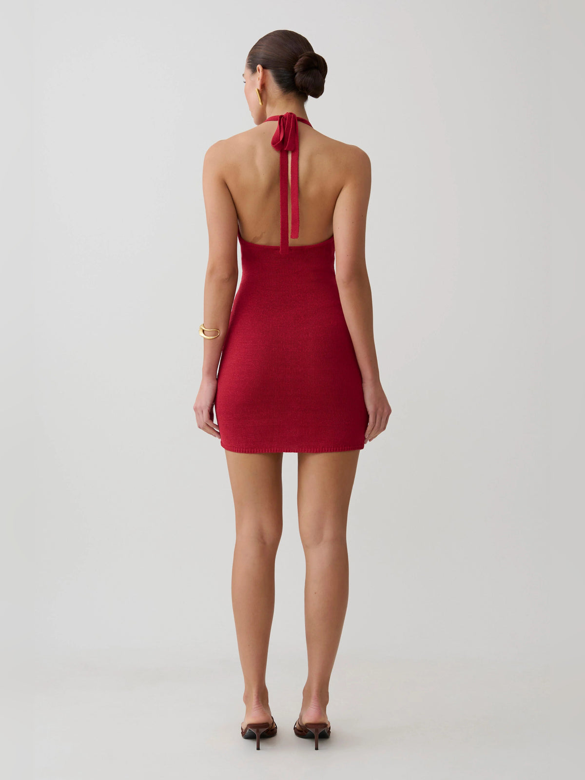 Pomegranate mini homecoming dress, alternate view showing the full-length profile