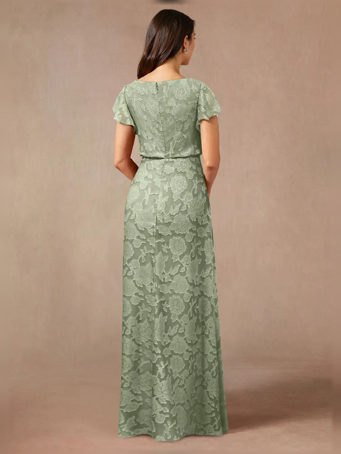 Navy Blue maxi mother of the bride dress, alternate view showing the full-length profile