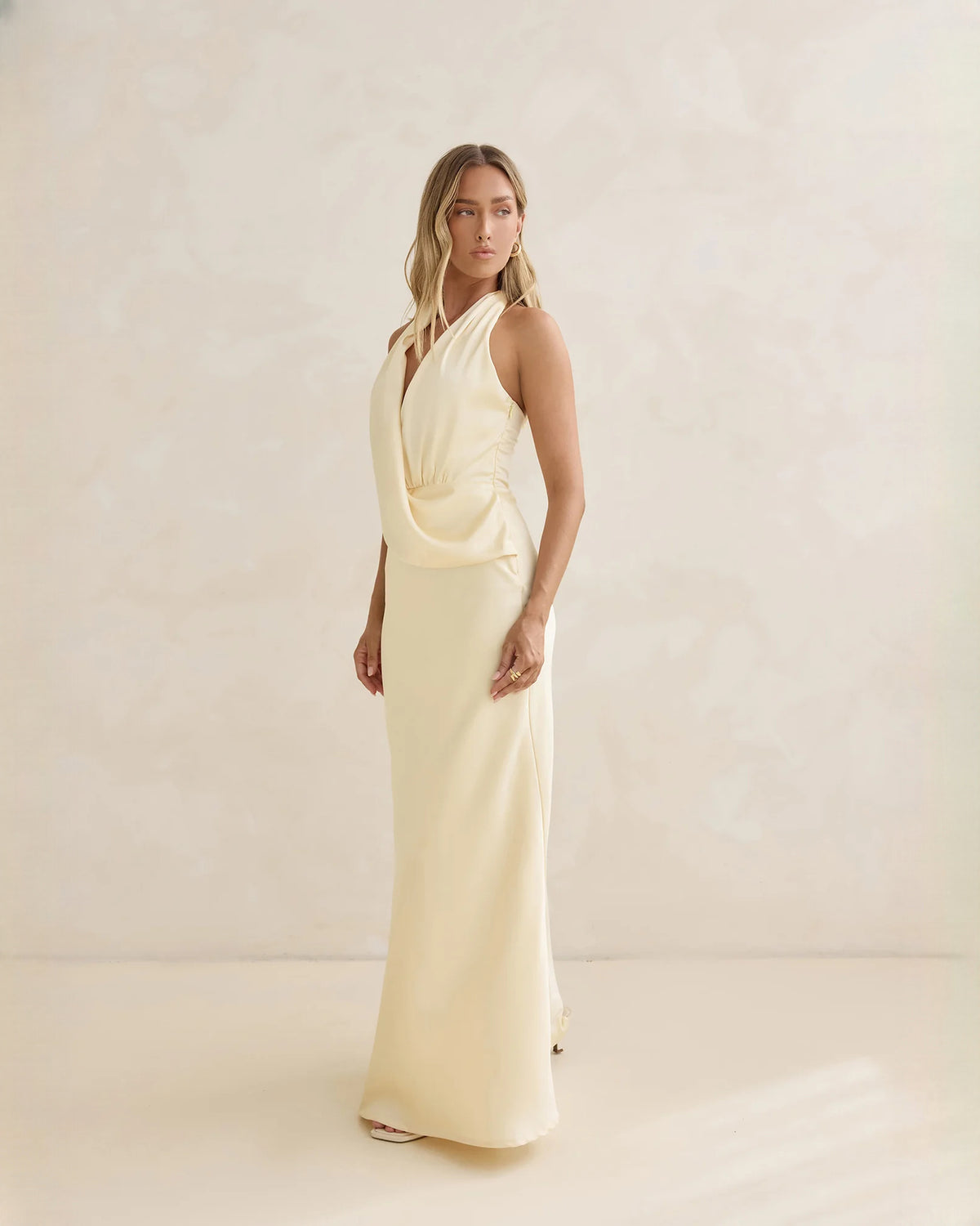 halter neck satin a-line maxi bridesmaid dress - image 6