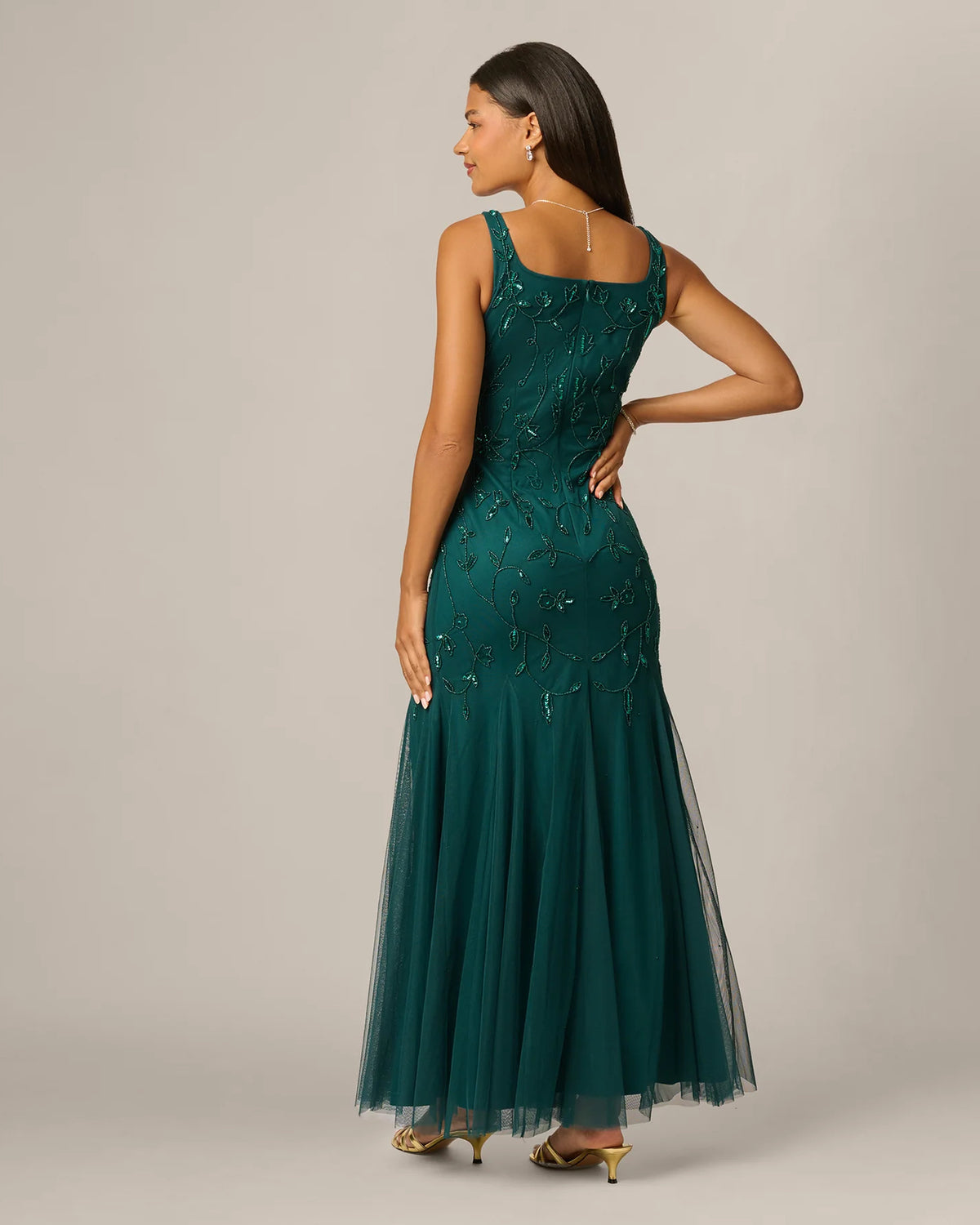 square neck a-line maxi mother of the bride dress - image 6