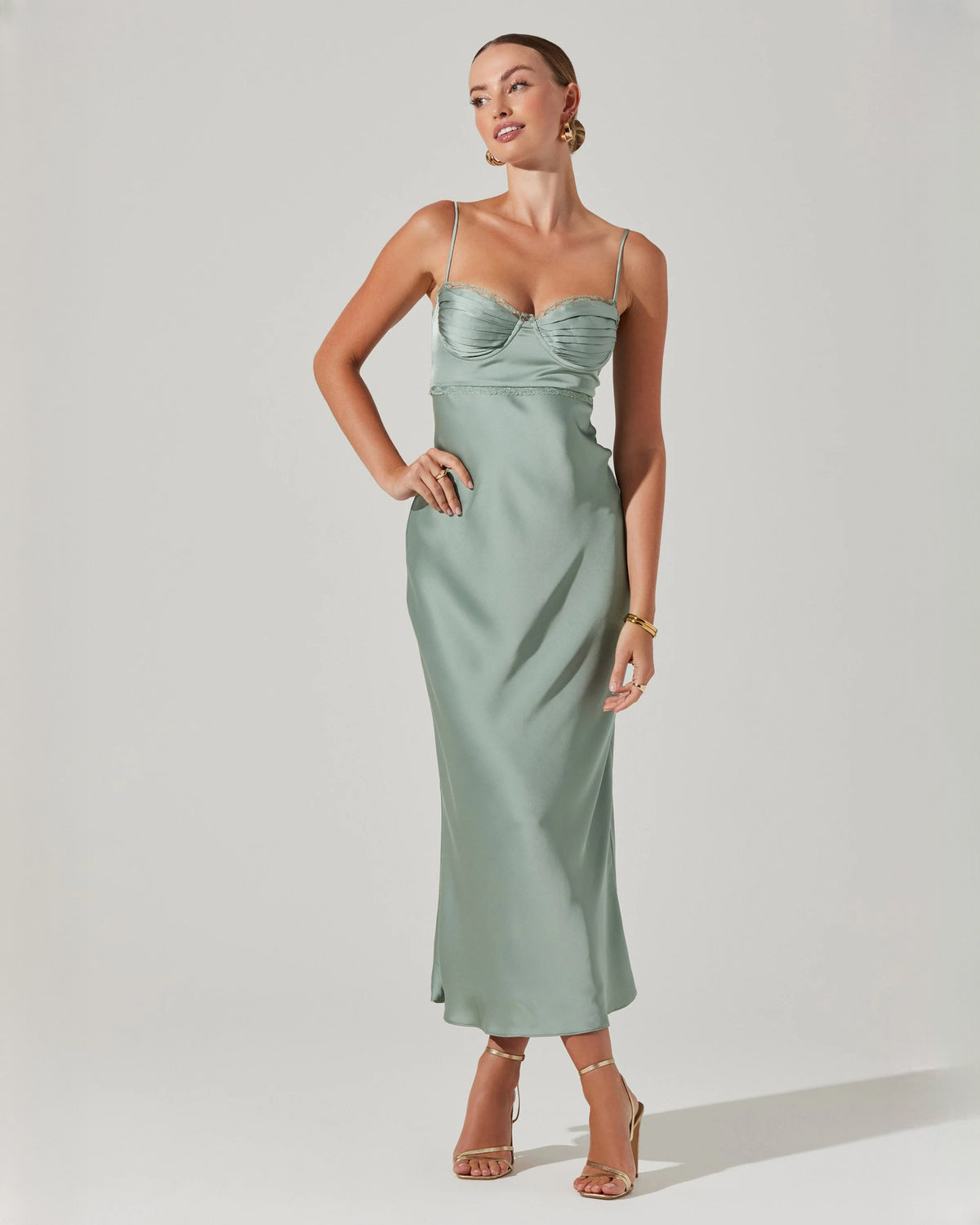 sleeveless satin a-line maxi bridesmaid dress - image 6