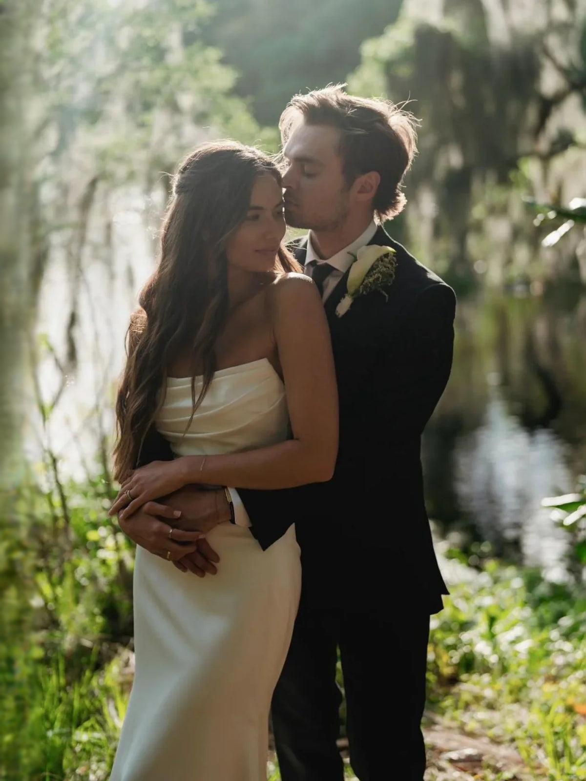 White floor-length wedding dress, alternate view showing the full-length profile