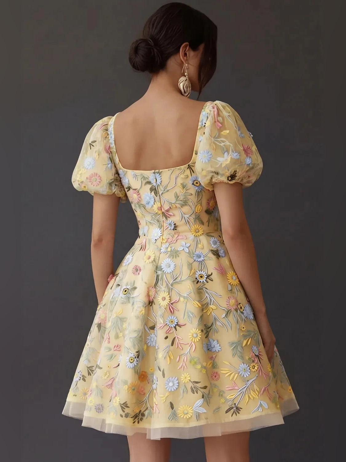 Mauve short homecoming dress, alternate view showing the full-length profile
