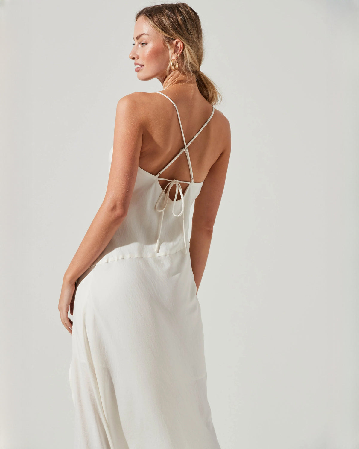sleeveless satin a-line midi bridesmaid dress - image 6