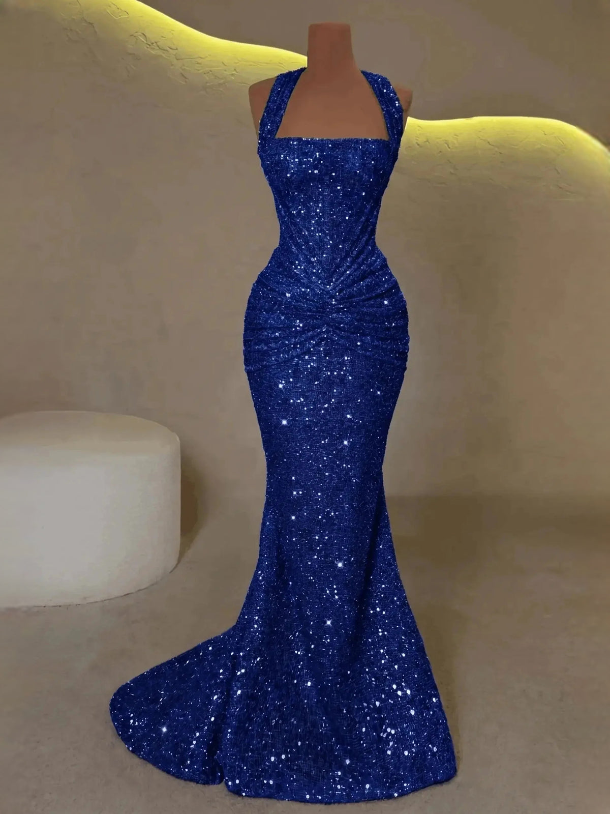 Royal Blue floor-length prom dress, alternate view showing the full-length profile