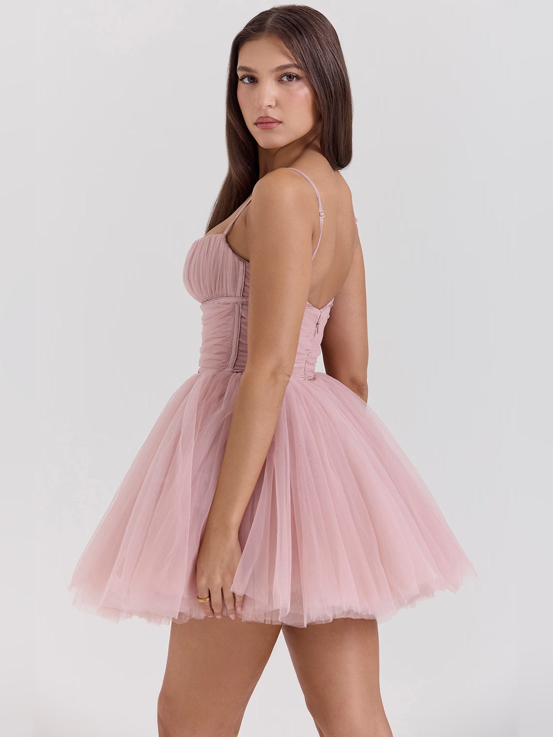 sale mini homecoming dress, alternate view showing the full-length profile
