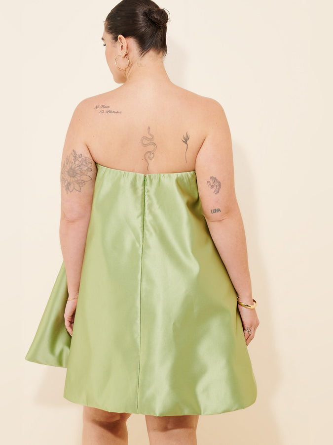 Gold mini homecoming dress, alternate view showing the full-length profile