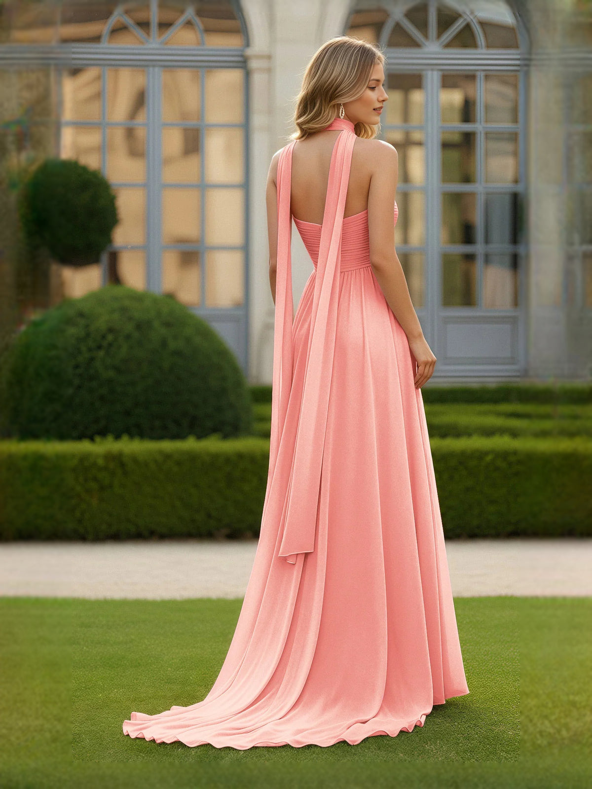 Dark Green floor-length prom dress, alternate view showing the full-length profile