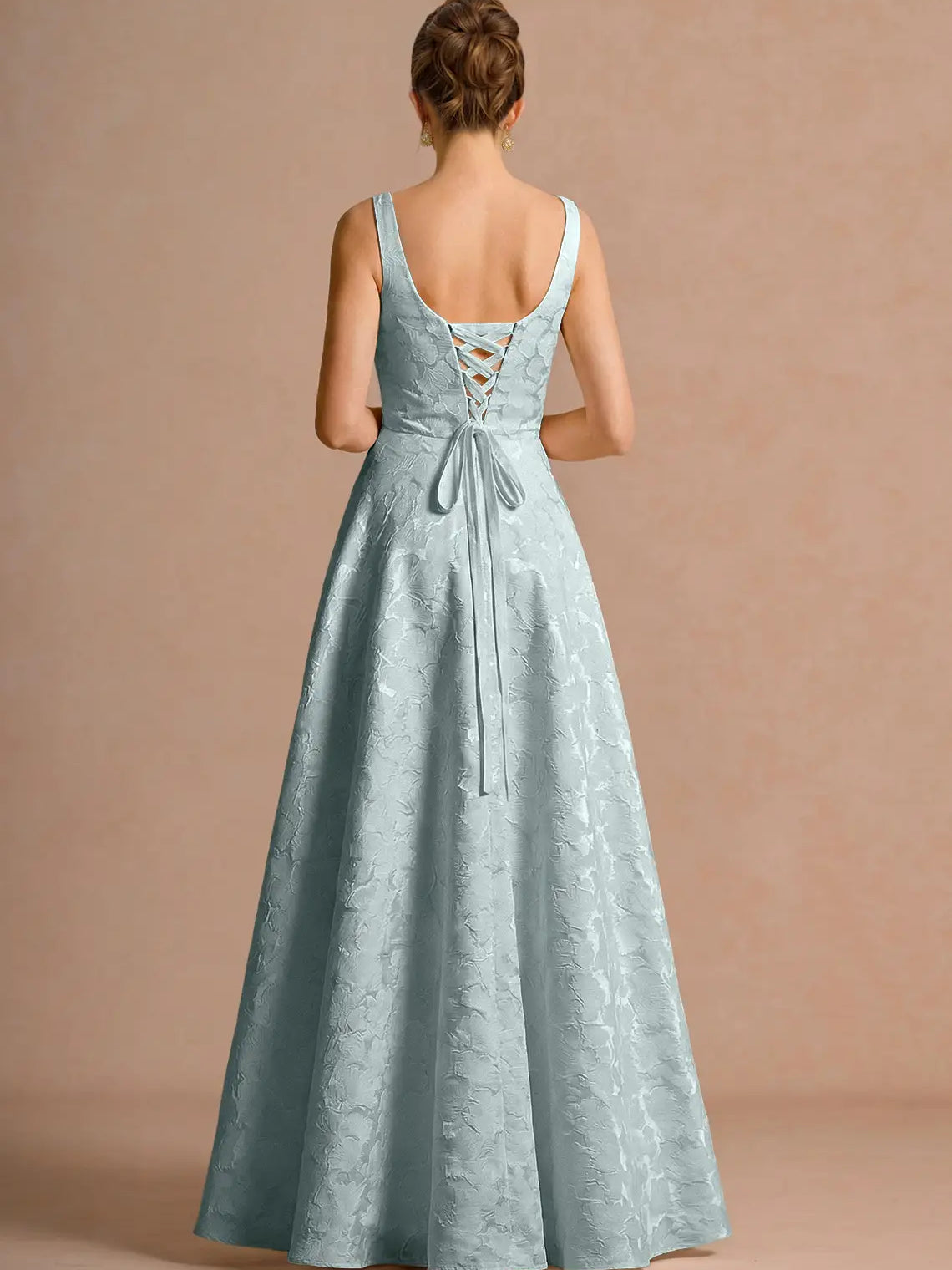 Ivory maxi mother of the bride dress, alternate view showing the full-length profile