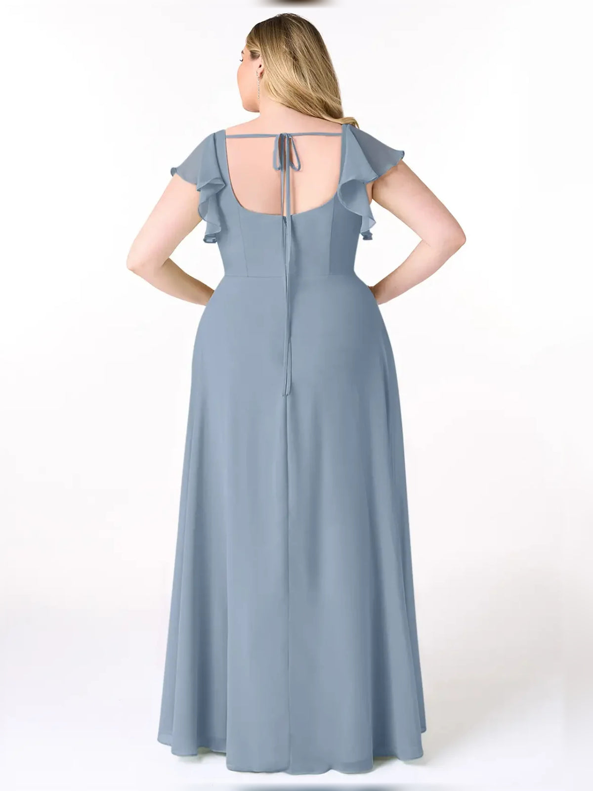 Burnt Orange maxi bridesmaid dress, alternate view showing the full-length profile