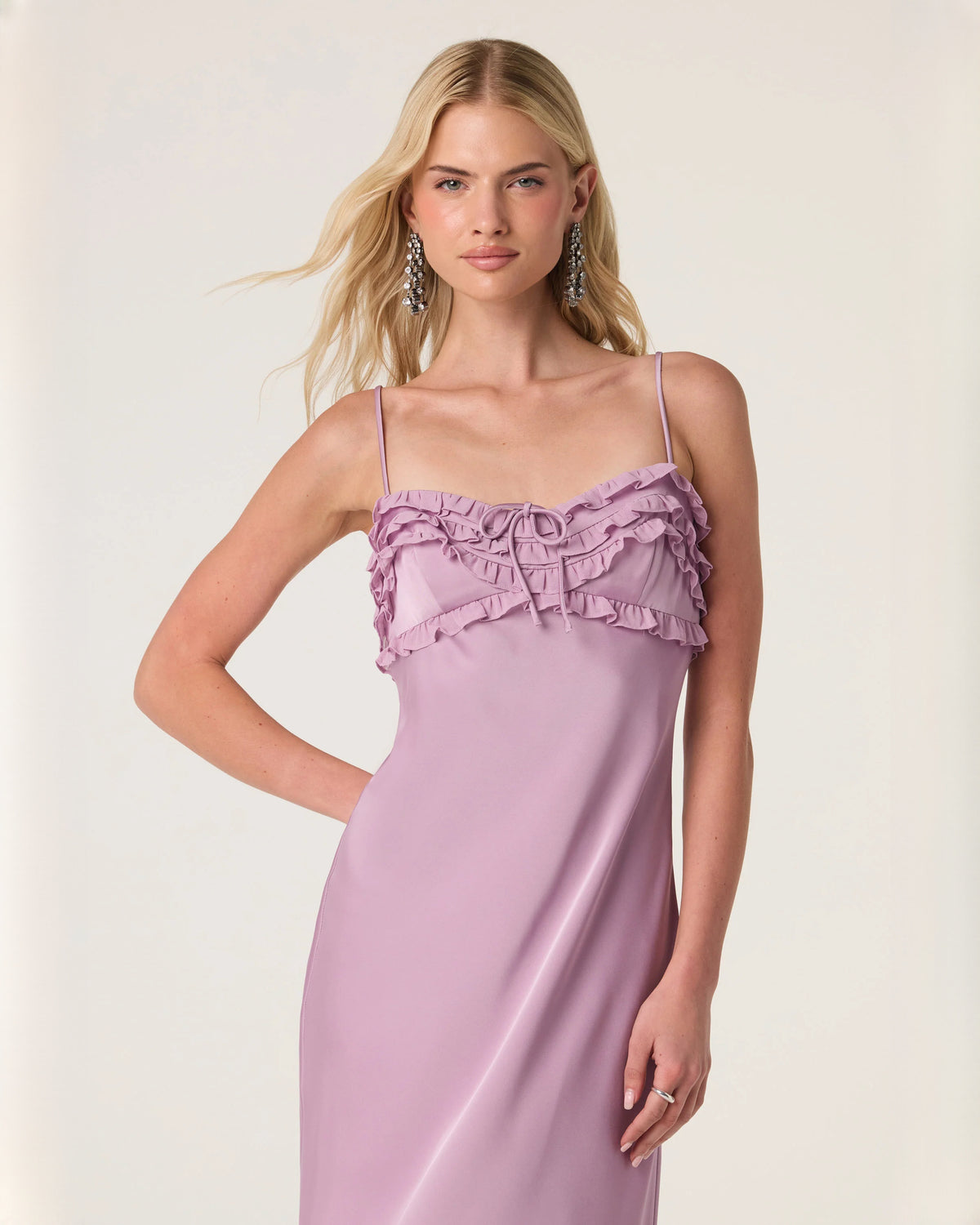 sleeveless satin a-line maxi bridesmaid dress - image 6