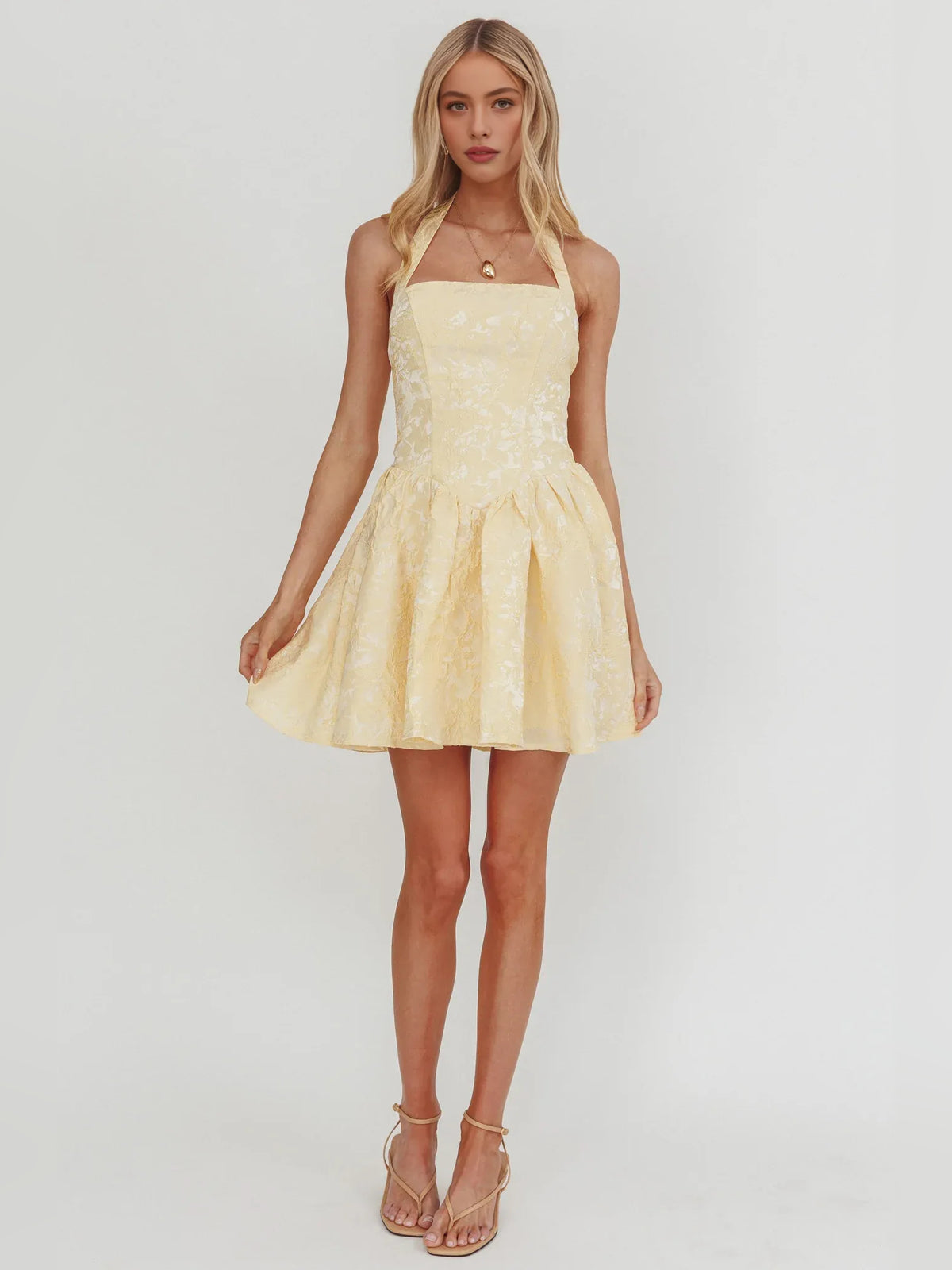 Sky Blue mini homecoming dress, alternate view showing the full-length profile