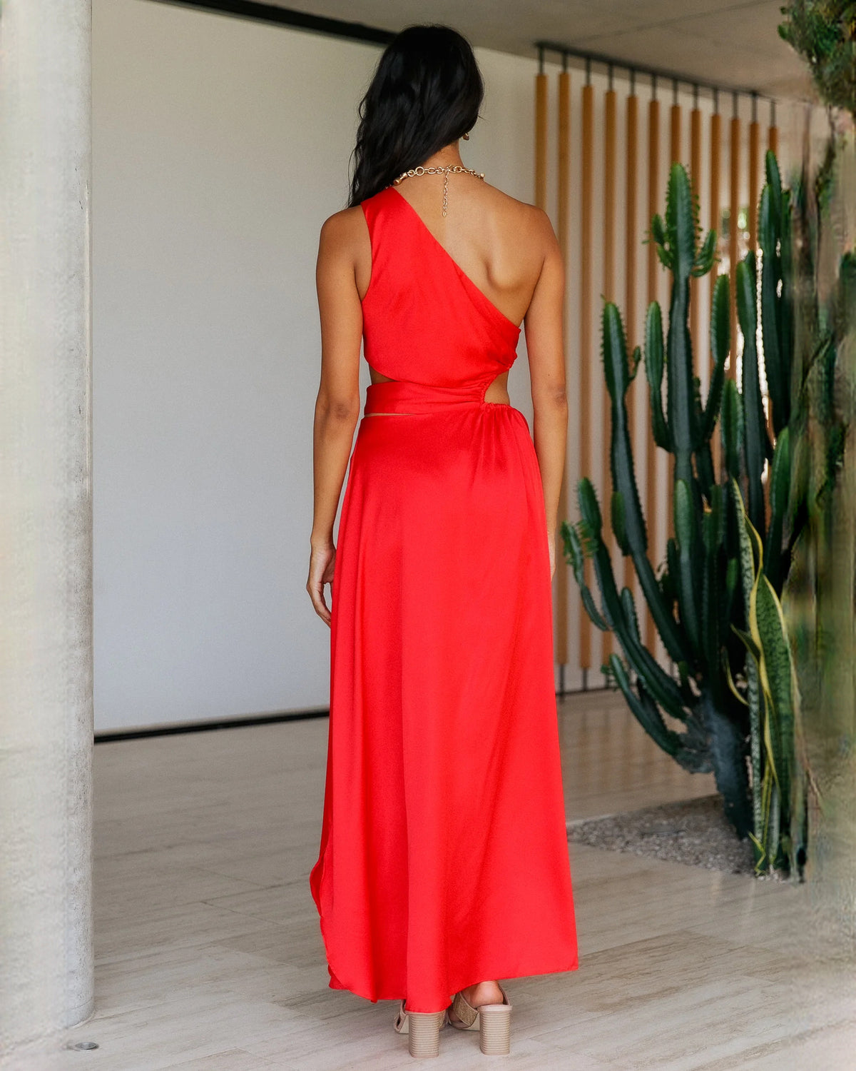 sleeveless satin a-line maxi bridesmaid dress - image 6