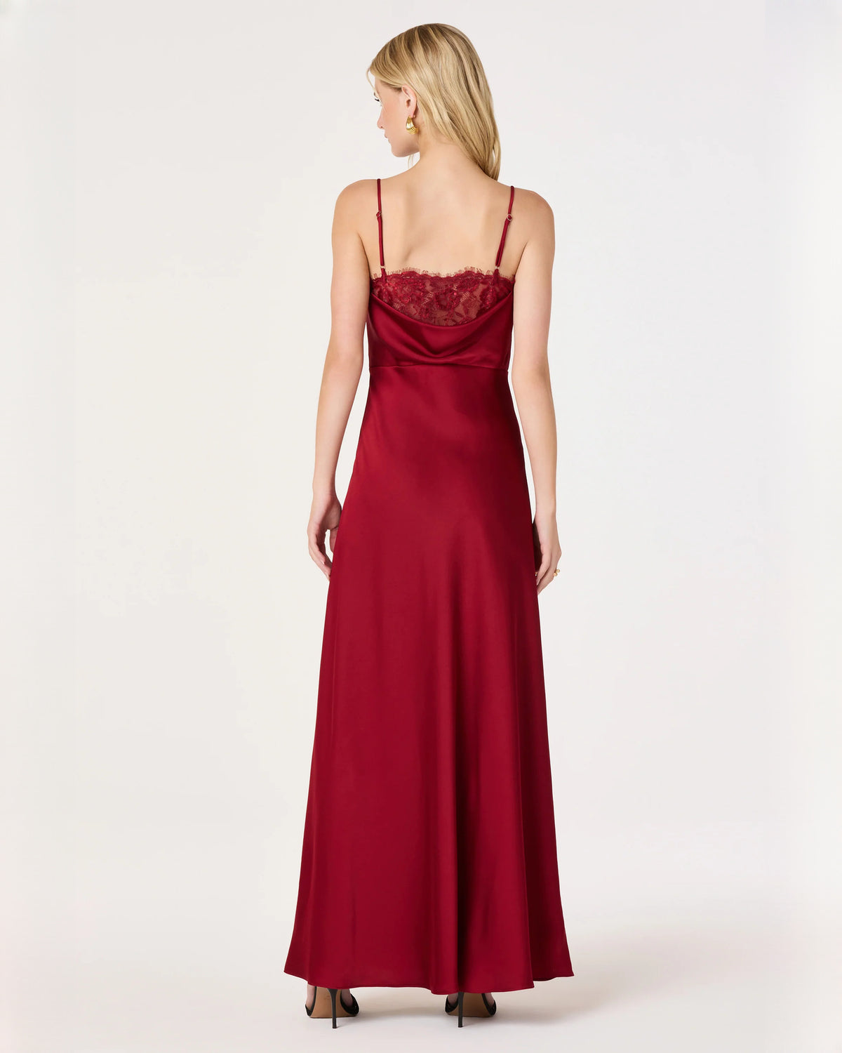 cowl neck satin a-line maxi bridesmaid dress - image 6