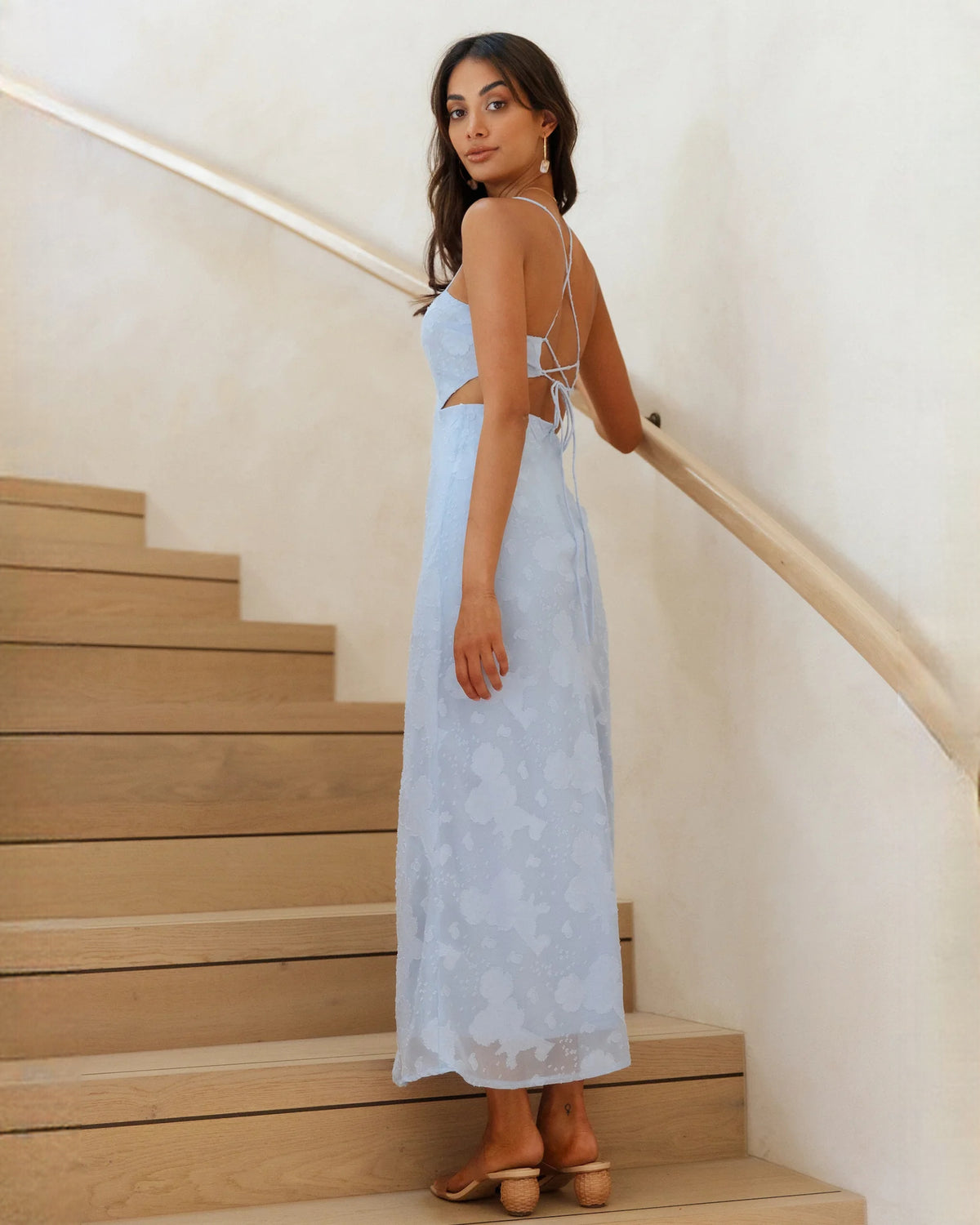 sleeveless mesh a-line maxi bridesmaid dress - image 6