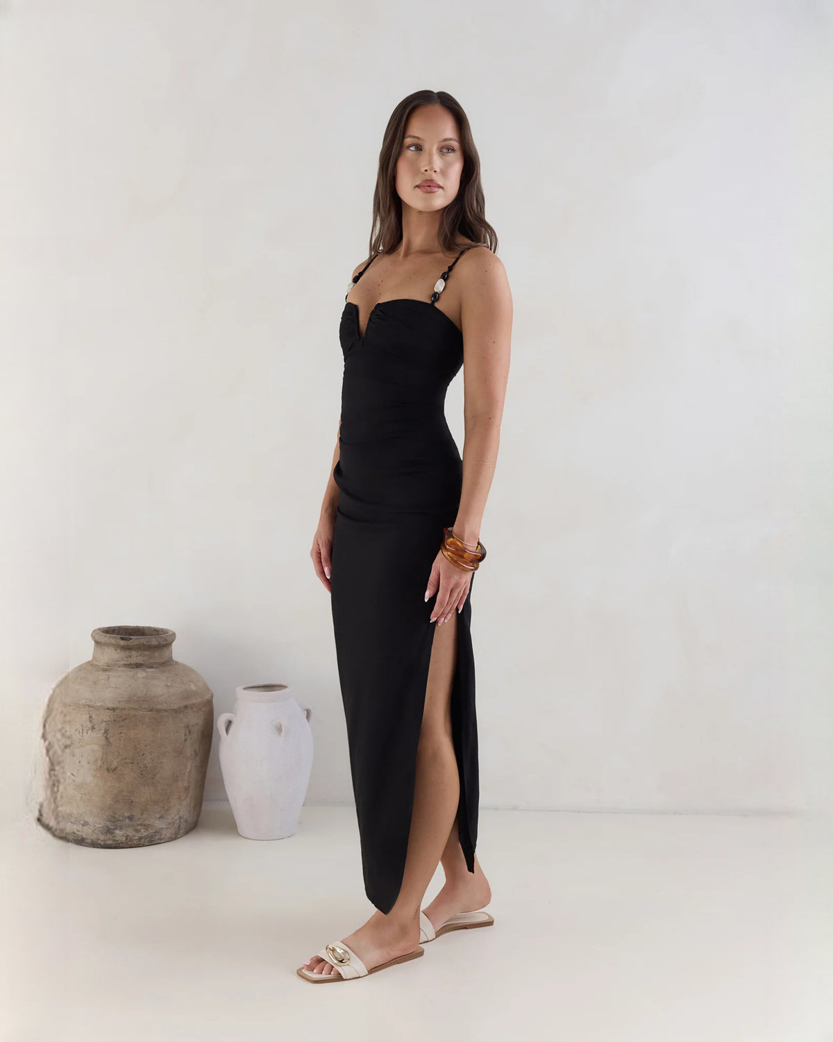 sleeveless satin a-line midi bridesmaid dress - image 6