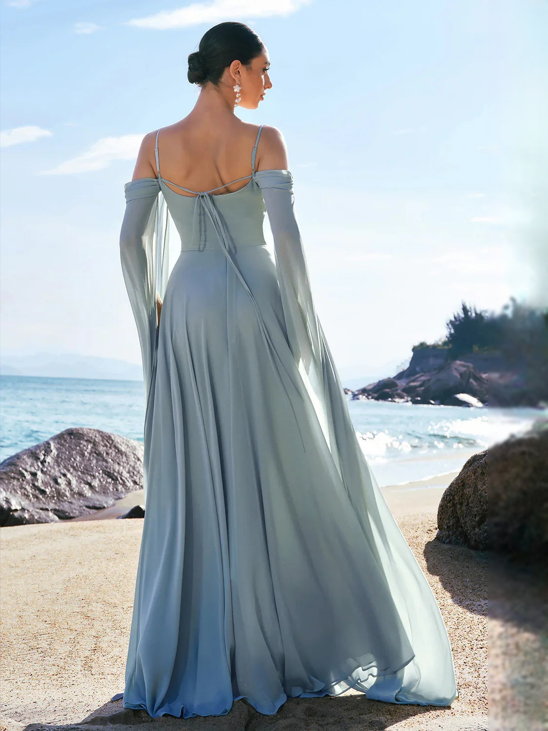 Dusty Sage floor-length bridesmaid dress, alternate view showing the full-length profile
