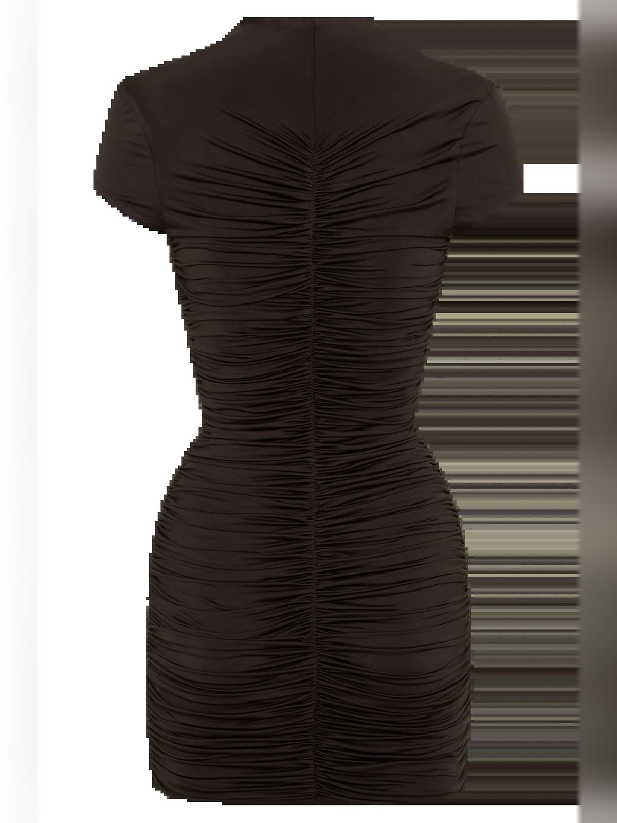 Chocolate mini homecoming dress, alternate view showing the full-length profile