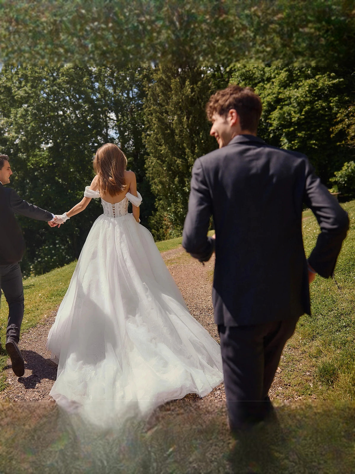 Ivory floor-length wedding dress, alternate view showing the full-length profile