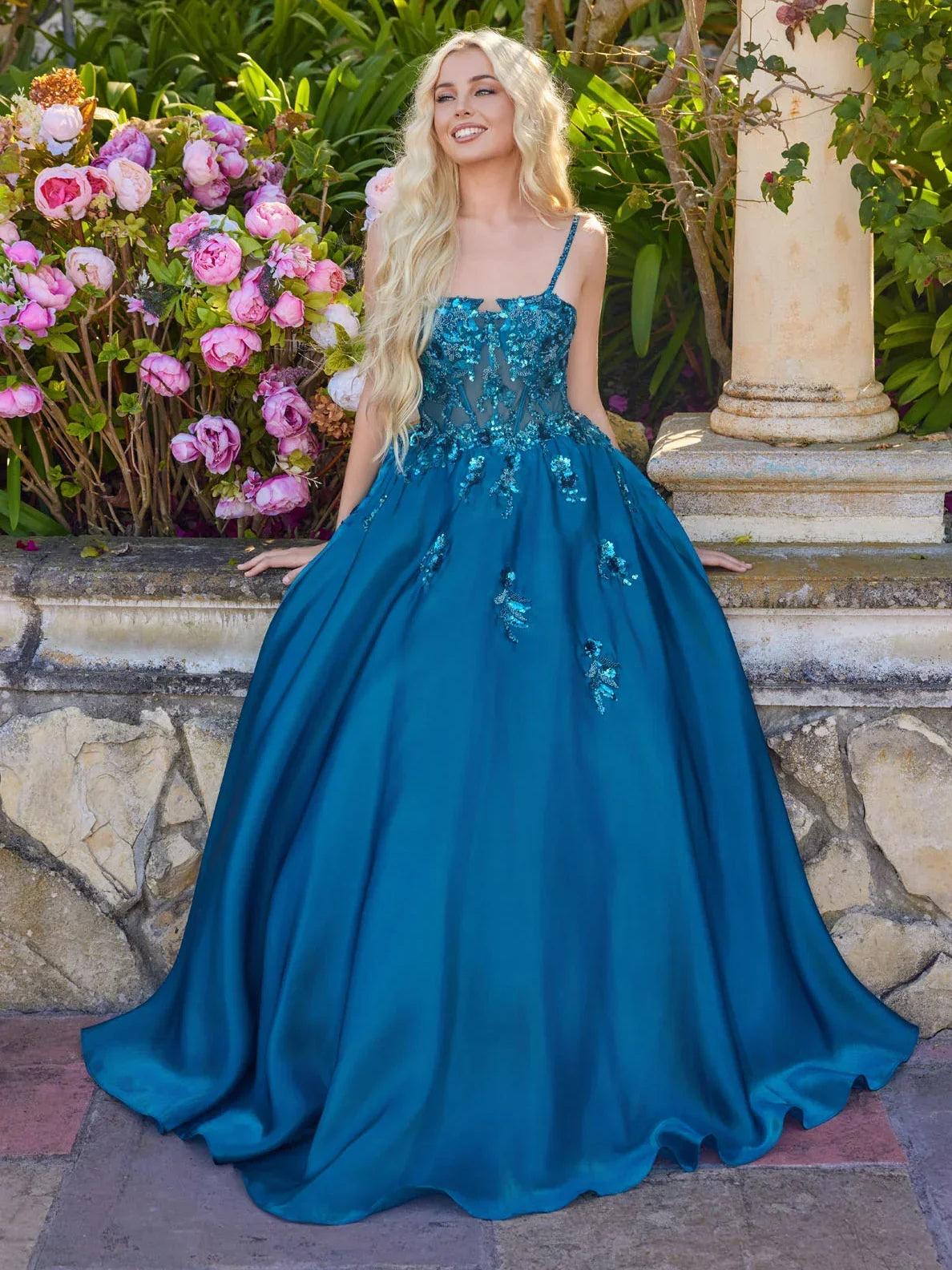 Purple floor-length prom dress, alternate view showing the full-length profile