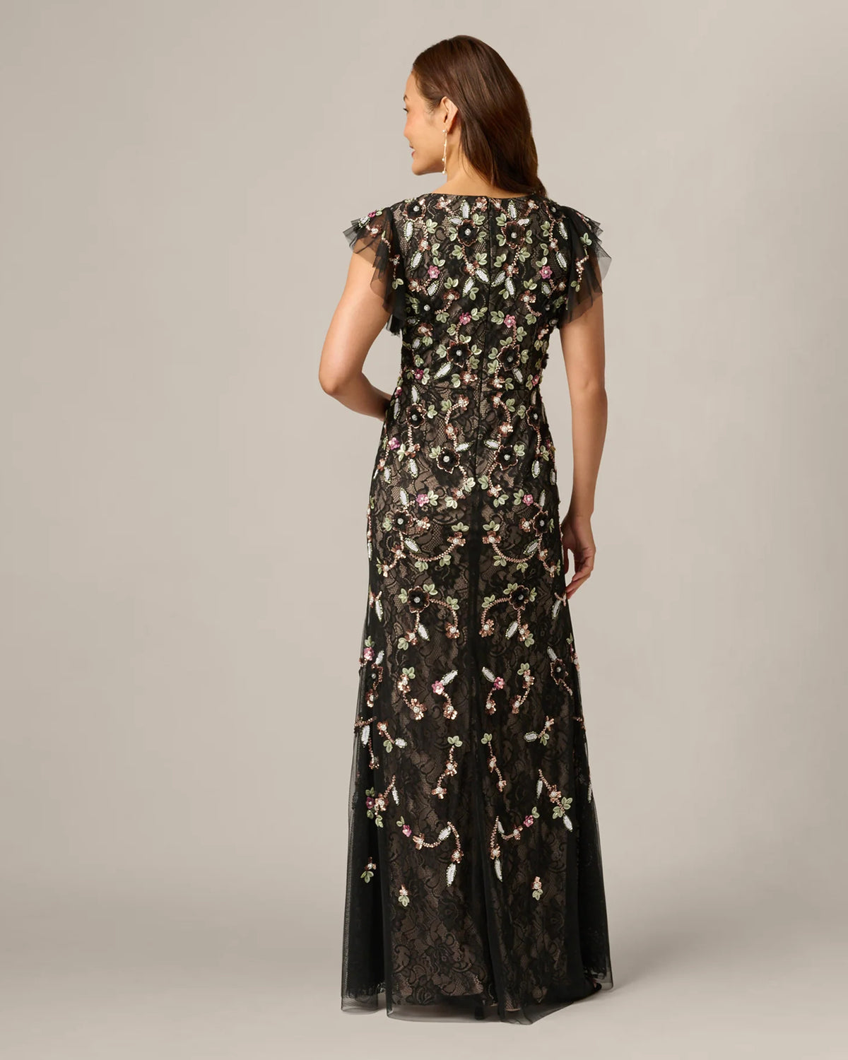 flutter-sleeve a-line maxi mother of the bride dress - image 6