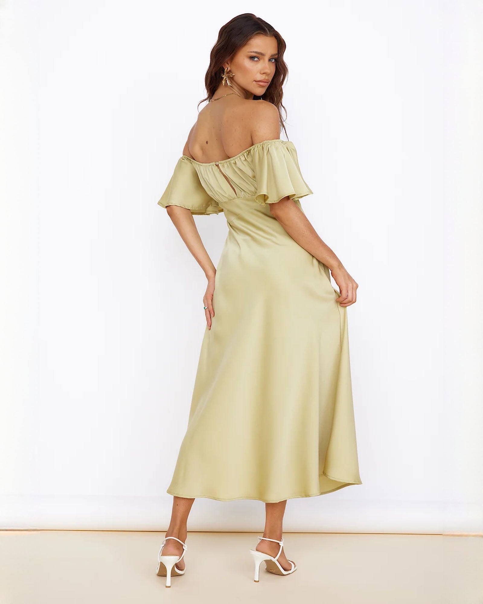 sleeveless satin a-line maxi bridesmaid dress - image 6